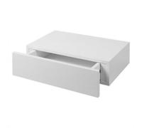 Harbour Housewares Wooden Floating Shelf With Drawer - 40Cm - White