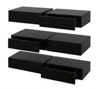 Harbour Housewares Wooden Floating Shelves With Drawer - 40Cm - Black - Pack Of 6