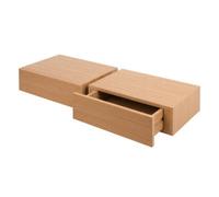 Harbour Housewares Wooden Floating Shelves With Drawer - 40Cm - Light Oak - Pack Of 2