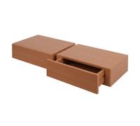 Harbour Housewares Wooden Floating Shelves With Drawer - 40Cm - Walnut - Pack Of 2