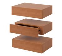 Harbour Housewares Wooden Floating Shelves With Drawer - 40Cm - Walnut - Pack Of 3