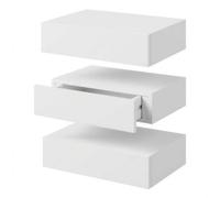 Harbour Housewares Wooden Floating Shelves With Drawer - 40Cm - White - Pack Of 3