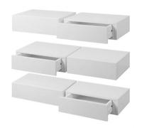 Harbour Housewares Wooden Floating Shelves With Drawer - 40Cm - White - Pack Of 6