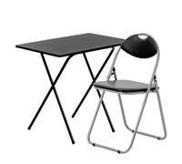 Harbour Housewares Wooden Folding Desk & Chair Set - Black/black - Durable Space Saving Office Bedroom Study Desk & Chair Set