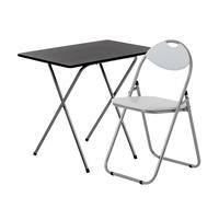 Harbour Housewares Wooden Folding Desk & Chair Set Durable Space Saving Office Study Set in Metallic Silver Harbour Housewares Metallic Silver