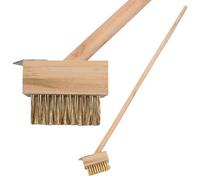 Harbour Housewares Wooden Long Handle Weed Brush - 120Cm - Patio & Driveway Weed Remover With Brass Bristles And Steel Scraper