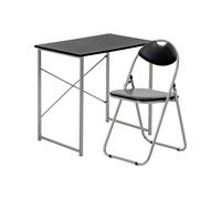 Harbour Housewares Wooden Office Desk & Chair Set - Compact PC Bedroom Study Workstation in Black Harbour Housewares Black