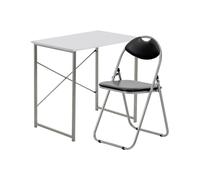 Harbour Housewares Wooden Office Desk & Chair Set - Compact PC Bedroom Study Workstation in Black Harbour Housewares Black