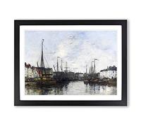 Harbour In Brussels By Eugene Boudin Classic Painting Framed Print | A4 Black Framed Wall Art | Ready to Hang | Classic Historical Picture | Living Room Bedroom Lounge Office