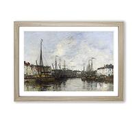 Harbour in Brussels by Eugene Boudin Framed Print | A2 Oak Framed Wall Art | Ready to Hang | Modern Nature Picture | Living Room Bedroom Lounge Office