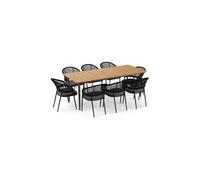 Harbour Lifestyle Kalama 8 Seat Rectangular Dining Set With Teak Table In Charcoal Charcoal One Size
