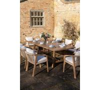 Harbour Lifestyle Quay 8 Seat Rectangular Dining Set In Linen In Light Beige Light Beige One Size