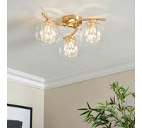 Harbour Studio Mallorie Glass & Metal Gold 3 Lamp Ceiling Light
