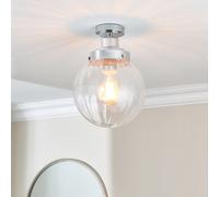 Harbour Studio Regan Glass & Steel Bathroom Led Bathroom Ceiling Light