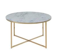 Harbour White Marble Effect Round Coffee Table with Gold Legs