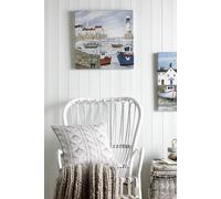 Harbourside Lighthouse Hand Painted Effect Printed Canvas Art for the Home White One Size