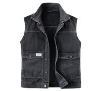 Harbrosrce Men's Denim Waistcoat Sleeveless Jean Jacket Vest Motorcycle Biker Gilet Cowboy Casual Vintage Denim Waistcoats