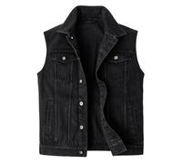 Harbrosrce Men's Denim Waistcoat Sleeveless Jean Jacket Vest Motorcycle Biker Gilet Cowboy Casual Vintage Denim Waistcoats