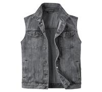 Harbrosrce Men's Denim Waistcoat Sleeveless Jean Jacket Vest Motorcycle Biker Gilet Cowboy Casual Vintage Denim Waistcoats