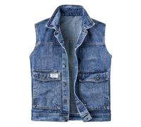 Harbrosrce Men's Denim Waistcoat Sleeveless Jean Jacket Vest Motorcycle Biker Gilet Cowboy Casual Vintage Denim Waistcoats