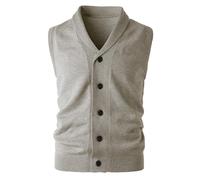Harbrosrce Men's Shawl Collar Waistcoat Knitted Sweater Gilets Vest Thick Knitwear Tank Top Sleeveless Cardigan with Buttons for Gentleman Camel