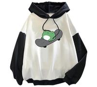Harcent Womens 2024 Cute Frog Hoodies Kawaii Pullover Tops Skateboarding Frog Long Sleeve Sweatshirt for Teen Girls, Black, Medium