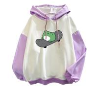 Harcent Womens 2024 Cute Frog Hoodies Kawaii Pullover Tops Skateboarding Frog Long Sleeve Sweatshirt for Teen Girls, Purple, Large