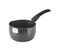 Hard Anodised Milk Pan with 2 Double Pouring Lips 14cm Black Aluminium Small Deep Large Milk Pan Boiling Pot with Dual Pouring Lips (14cm)