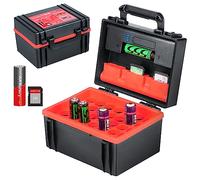 Hard Battery Organizer Storage Box and SD Card Case Holder - LYNCA Holds 6 SD Cards and 35 AA Batteries Case - with Built-in Battery Tester (SD*6 AA Battery*35")
