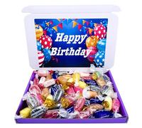 Hard Boiled Sweets Gift Box 400g Retro Candy Birthday Hamper Individually Wrapped - Sherbet Lemons Old English Mints Aniseed Twists Jargonelle Pear Drops Aniseed & Liquorice Cough Candy Twists