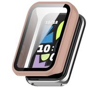 Hard Case Compatible with Honor Band 10, HD Clear Built-in 9H Tempered Glass Screen Protector, Full Protection Slim Cover (Pink)