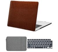 Hard Case Compatible with MacBook Pro 16 inch Case 2023 2022 2021 Model A2991 A2780 A2485 with Retina Display & Touch ID, PU Leather Hard Shell Case & Keyboard Cover Skin & Sleeve Bag, Brown