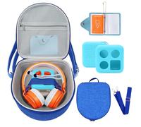 Hard Case Compatible with Yoto Mini (2024 Edition), 3-in-1 Travel Bundle: Silicone Cover + Case with Shoulder Strap (Fits Mini Player & Headphones) + Up To 10 Card Holder for YOTO Cards (Blue)