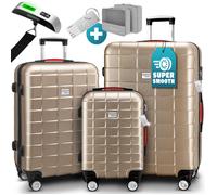 Hard case set Exopack 3-piece champagne ABS accessories