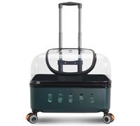 Hard Cat Carrier Pet Stroller for Small Miniature Dogs Cats Freely Breathe Travel Dog Carriage with Wheels Zipper Entry Outdoor Cat Crate Cat Kennel Trolley Case,Grey(Dark Green)