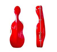 Hard Cello Case ABS Lightweight Light Carbon Fiber Cello Box | 3kg without Rollers or Handles, Paired with Colored Rubber Strip Hard Case(4 4 red)