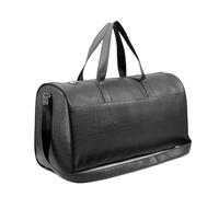 Hard Craft 35L Square Textured PU Leather Duffel Bag Stylish Cabin Size Airline Friendly Duffel Bag Luxury Medium Duffel Bag for Men Women Rust-Black, Black, Luggage