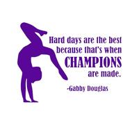 Hard Days are The Best Quote Wall Decal Gymnast Poster Sign Sport Gym Vinyl Sticker Playroom Decor Bedroom Wall Mural Small - 30x39cm