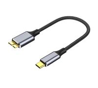 Hard Drive Cable 0.25m Short USB C to Micro B USB 3.1 5Gbps High-Speed Type C to Portable External Hard Drives Cord Braided for WD Seagate Westgate Toshiba Samsung M3 Galaxy S5 Camera (0.25m)