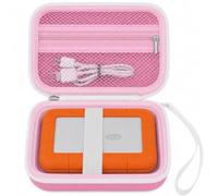 Hard Drive Case for LaCie Rugged Mini USB-C 1TB-5TB,Cable Storage Pink