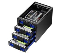 Hard Drive Enclosure Hybrid 2*3.5 RAID HDD +1*PM+3*M.2 NVMe Enclosure with Cooling Fan for 2.5/3.5" SATA HDD/SSD, M Key/B+M Key 2230/42/60/80/110 M.2 SSD with USB A/C 3.2 Cable