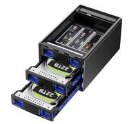 Hard Drive Enclosure Hybrid 2*3.5 RAID HDD+3*M.2 NVMe Enclosure with Cooling Fan for 2.5/3.5" SATA HDD/SSD, M Key/B+M Key 2230/42/60/80/110 M.2 SSD with USB A/C 3.2 Cable