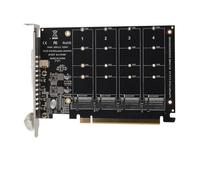 Hard Drive Reader LED Indicator 4 Port M.2 NVMe SSD PCIE X16 Expansion Card with High-Power DC Chip (ph44)