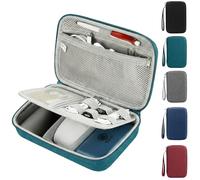 Hard Electronics Travel Organizer Case for MacBook Chargers & Storage Flash Hard Drives - Waterproof Shockproof 2-Layer Design Holds Power Bank Mouse and Cables (Dark Green)