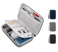 Hard Electronics Travel Organizer Case for MacBook Chargers & Storage Flash Hard Drives - Waterproof Shockproof 2-Layer Design Holds Power Bank Mouse and Cables (Gray)