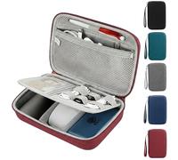 Hard Electronics Travel Organizer Case for MacBook Chargers & Storage Flash Hard Drives - Waterproof Shockproof 2-Layer Design Holds Power Bank Mouse and Cables (Wine Red)