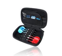 Hard EVA Dart Case for 6 Steel Tips, Black Dart Case with Holding System, Dart Case with Multiple Mesh Pockets for Dart Tips, No Slipping, Dart Case Carry Bag Accessories