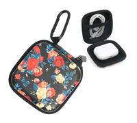 Hard EVA Shockproof Earbud Case Carrying Cover Headphone Organizer Bag with Zipper,Carabiner Clip& Velvet Lining for AirPods/Galaxy Buds/Sony (Rose)