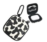 Hard EVA Shockproof Earbud Case Carrying Cover Headphone Organizer Bag with Zipper,Carabiner Clip& Velvet Lining for AirPods/Galaxy Buds/Sony (Cow)
