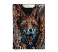 Hard Folder with clipboard Funny Fox 3D Wooden Art Plastic for Police Office Nurse Football Coaches Size 9 x 12.5 Tabla para escribir